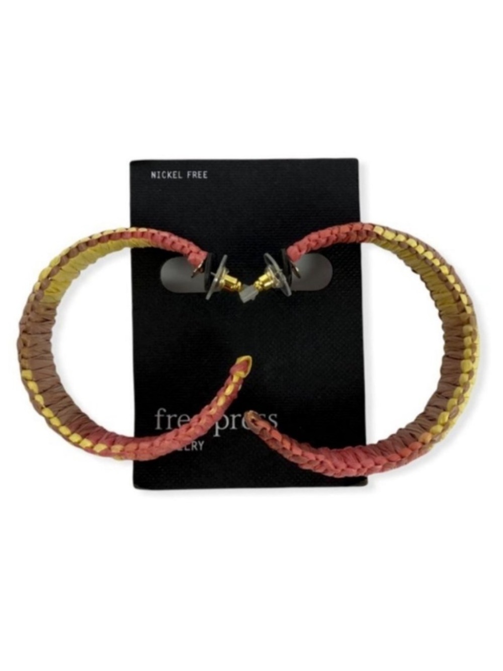 NWT Nordstrom Free Press Large Hoop Bohemian Earrings Stud Pink Yellow Bohemian